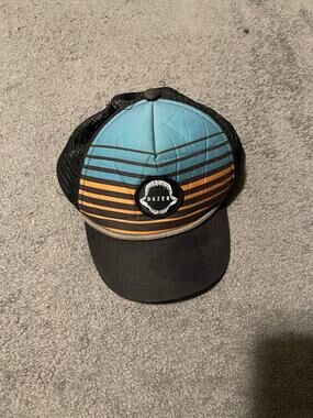 Dozer Trucker Hat Mens One Size 54cm Mesh Back Striped Surf Patch Black Snapback